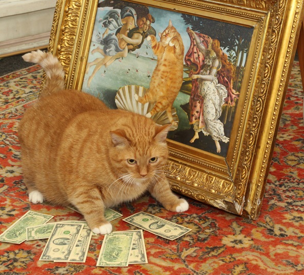 Известные картины великих художников с дорисованным котом
