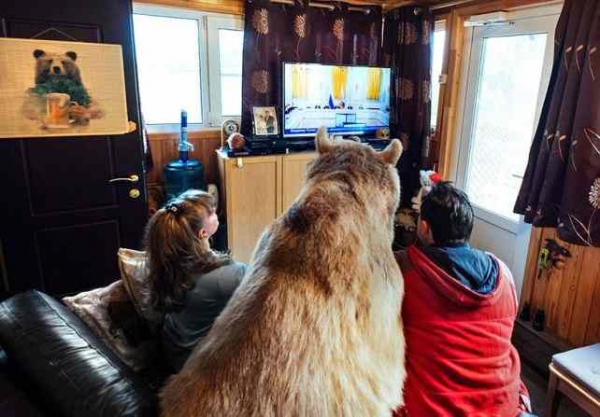 Российская семья 23 года живет с медведем Степаном